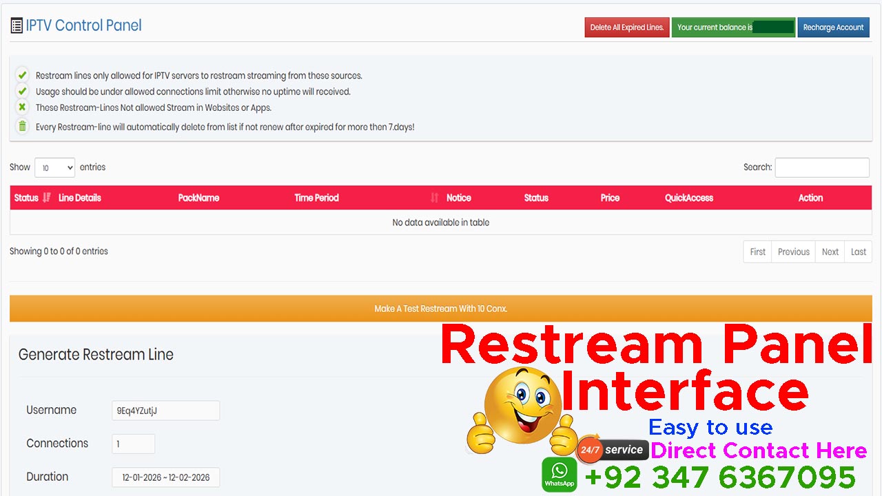Geo IPTV Restream Panel Server Connetions